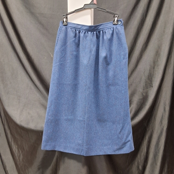 Evan Picone Blue Midi A-Line Skirt - Picture 7 of 14